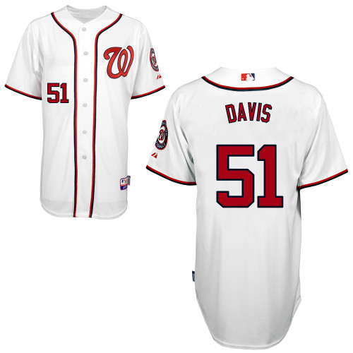 Erik Davis #51 MLB Jersey-Washington Nationals Men's Authentic Home White Cool Base Baseball Jersey